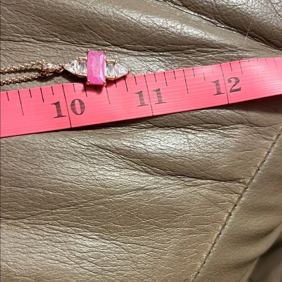 Elegant Pink and Diamond Cubic Zirconia Necklace on Rose Gold - Picture 2 of 4